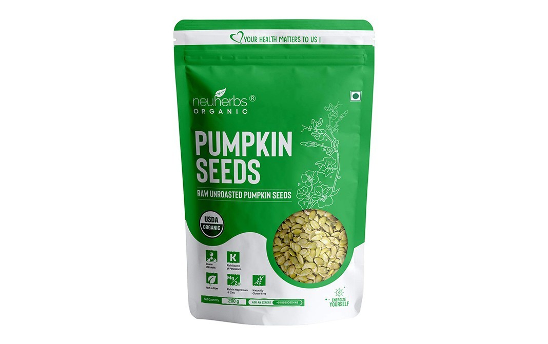 Neuherbs organic Pumpkin Seeds Raw Unroasted Pumpkin Seeds   Pack  200 grams